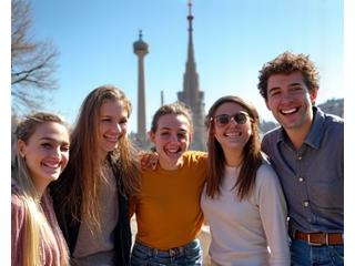 Grupo de amigos en tour por Barcelona