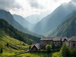 Pueblo asturiano en Picos de Europa